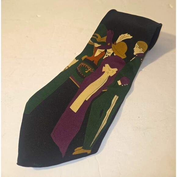 JT Beckett Other - JT Beckett Men's Silk Tie Black Green Purple Tan Pictorial People Classic Length